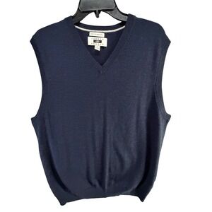 Joseph Abboud Extra Fine Merino Wool Sweater Vest Mens XL Navy Blue Preppy